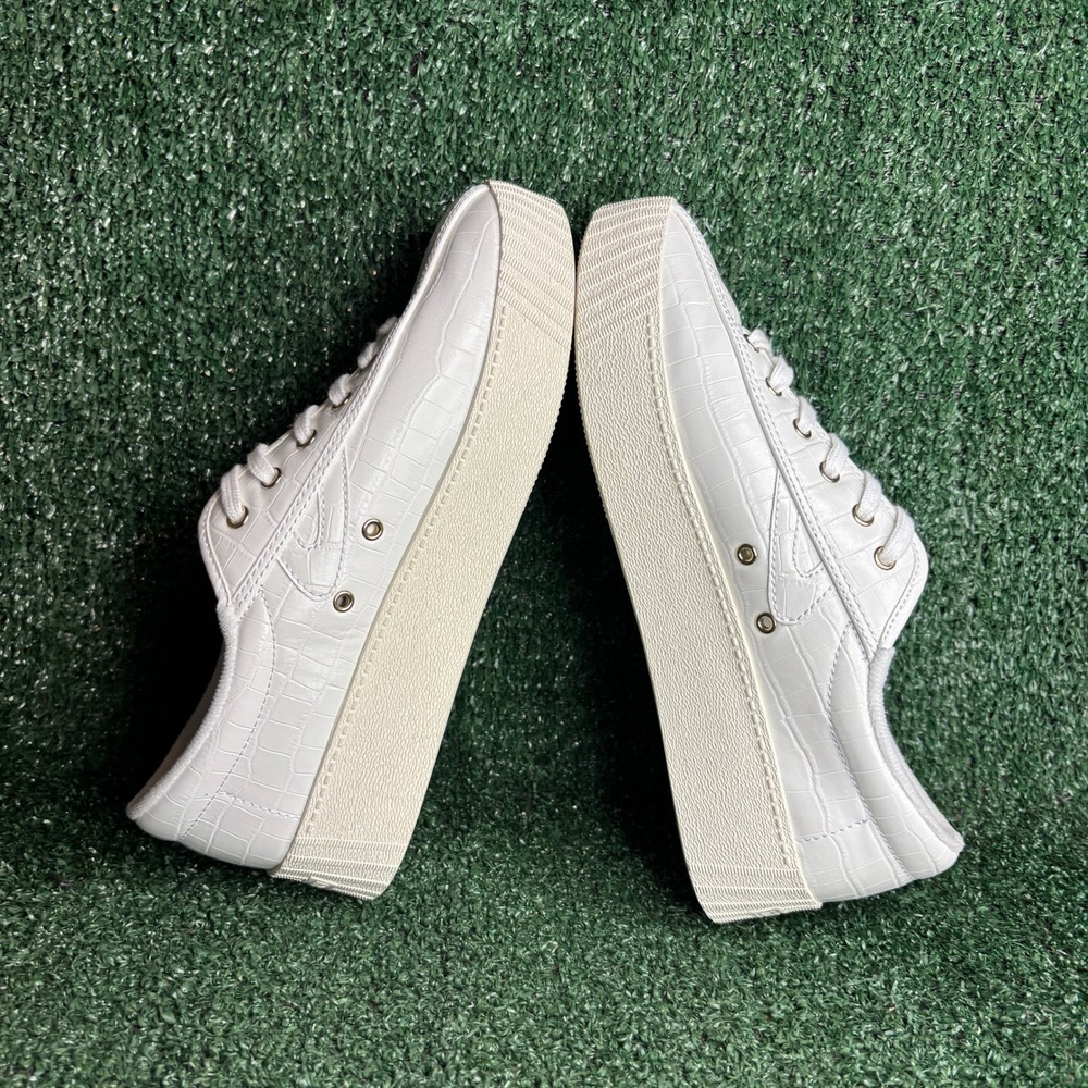 Tretorn White Croc-Embossed Platform Sneakers - Picture 6 of 7